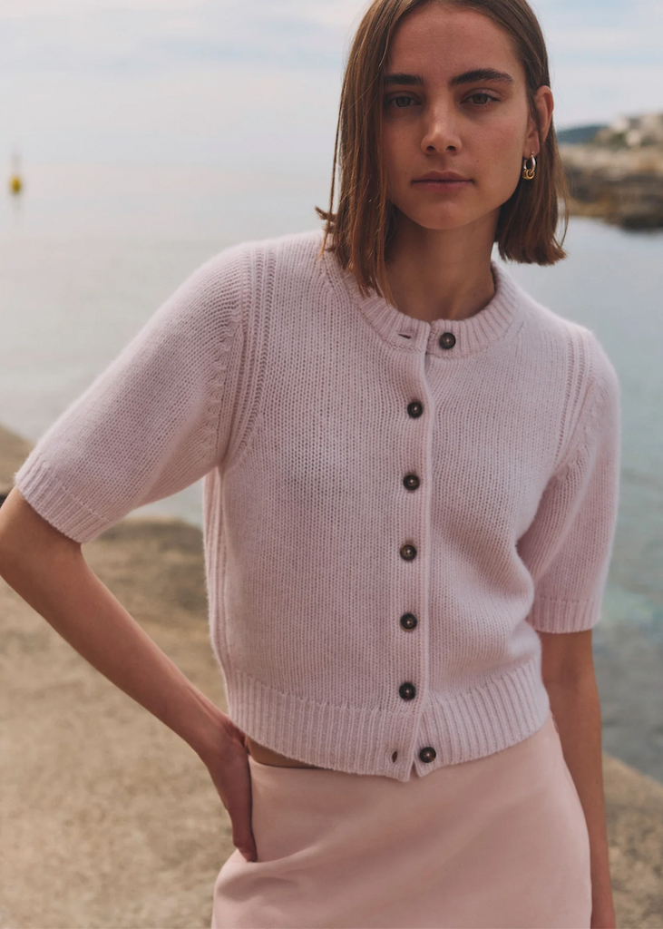 White + Warren | Cashmere Elbow Sleeve Crew Cardigan