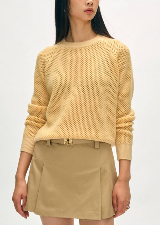 White + Warren | Cashmere Mesh Sweatshirt - Cornsilk color