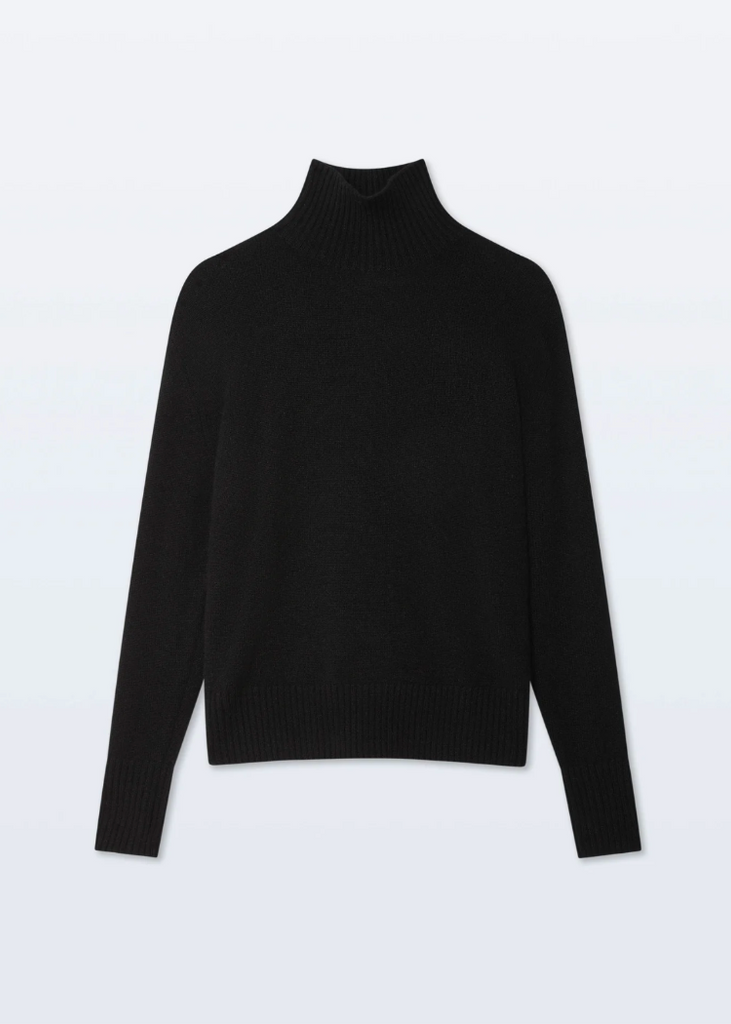 White + Warren | Cashmere Oversized Standneck | Black