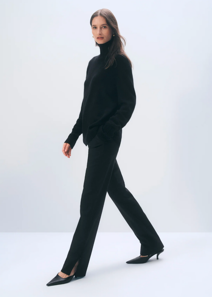 White + Warren | Cashmere Oversized Standneck | Black