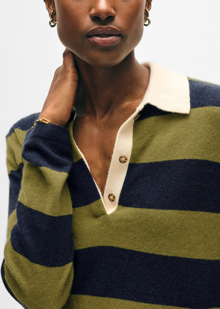 White + Warren | Cashmere Rugby Stripe Polo