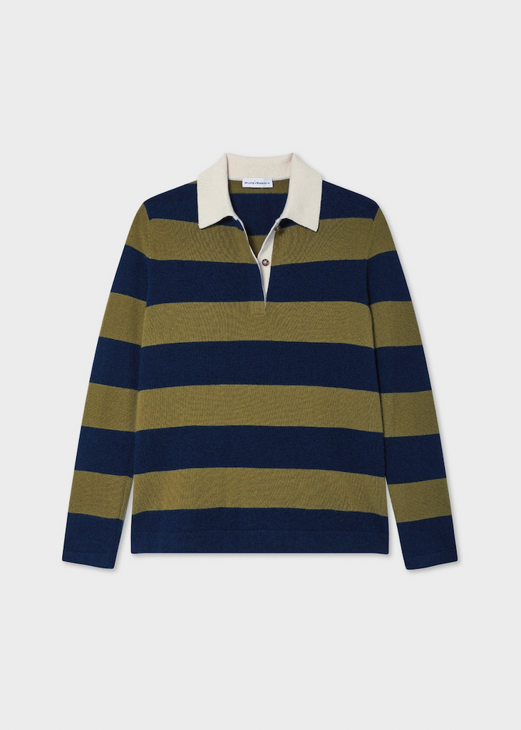 White + Warren | Cashmere Rugby Stripe Polo