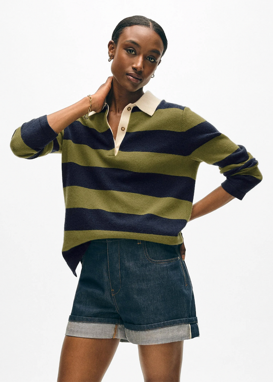 White + Warren | Cashmere Rugby Stripe Polo
