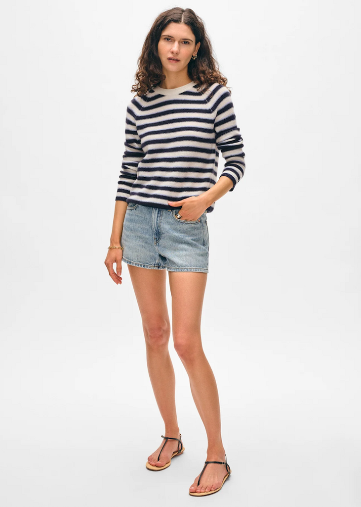 White + Warren | Cashmere Striped Sweatshirt