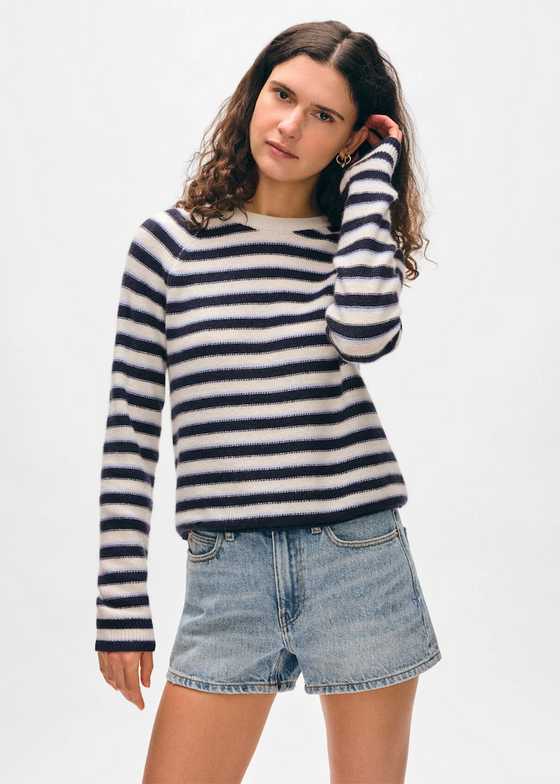 White + Warren | Cashmere Striped Sweatshirt