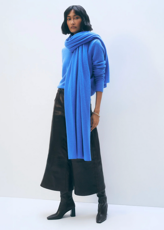 White + Warren | Cashmere Travel Wrap in Blue Canvas