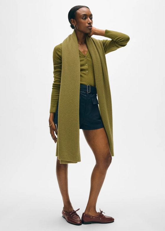 White + Warren | Cashmere Travel Wrap in Bright Olive