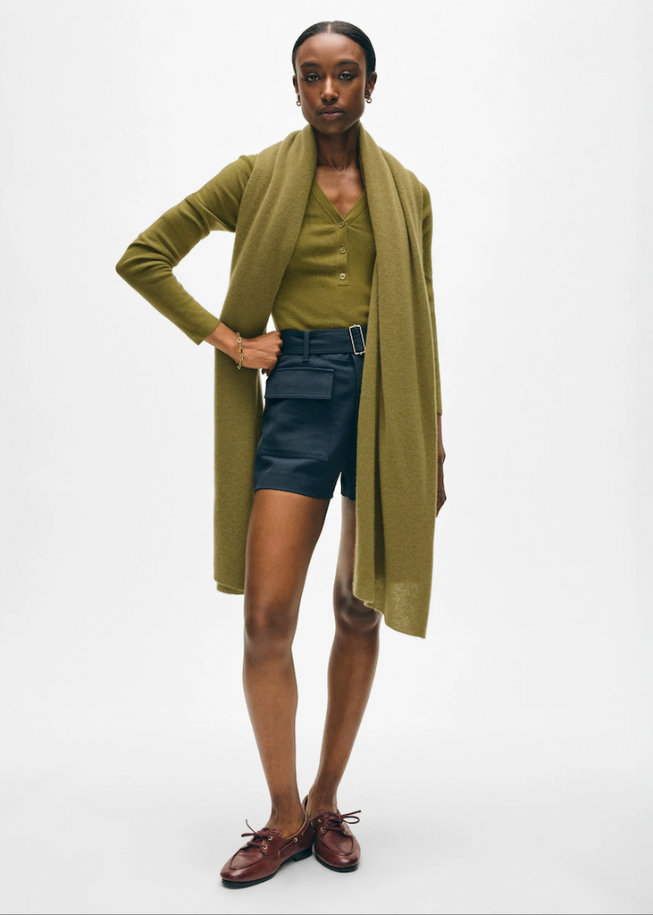 White + Warren | Cashmere Travel Wrap in Bright Olive