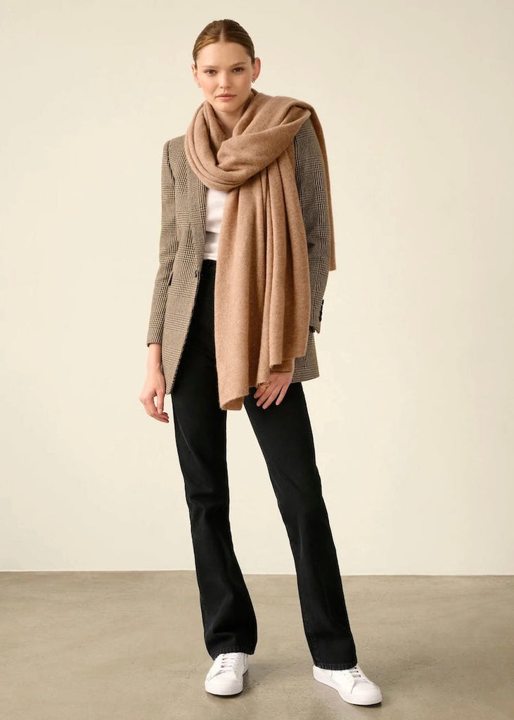 White + Warren Cashmere Travel Wrap in Camel Heather The Phoenix