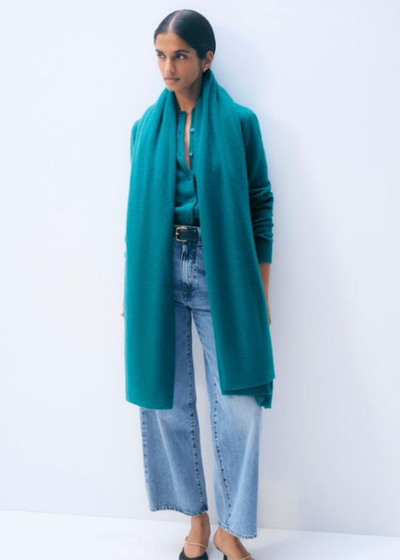 White + Warren | Cashmere Travel Wrap in Turquoise Sea