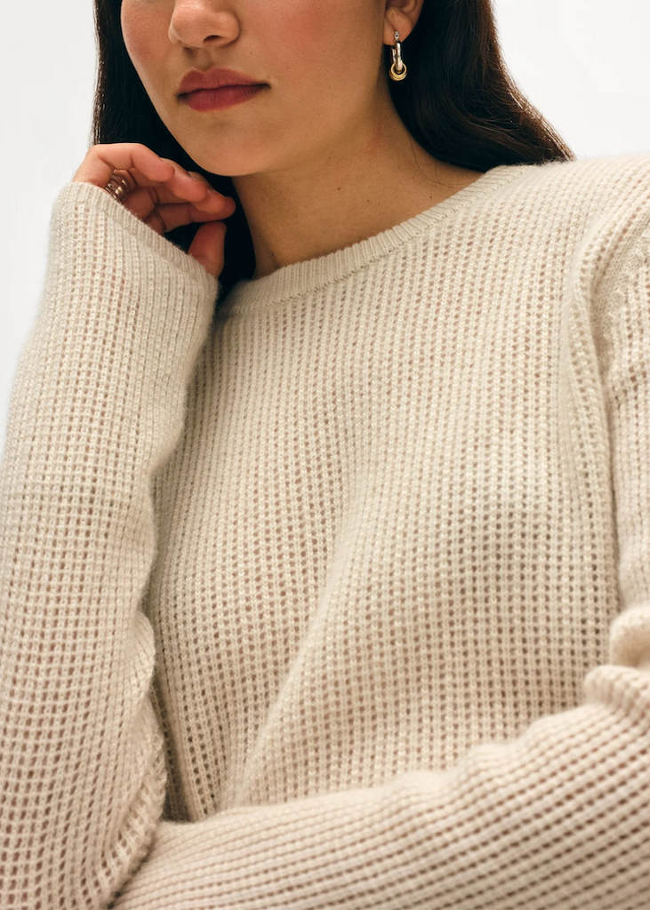 White + Warren | Cashmere Waffle Mesh Crew