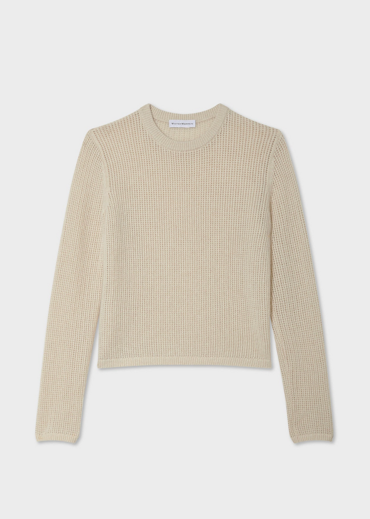 White + Warren | Cashmere Waffle Mesh Crew