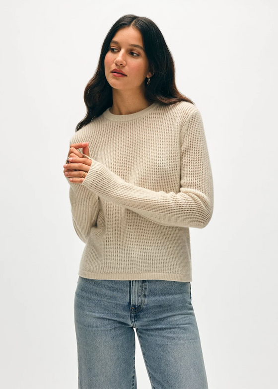 White + Warren | Cashmere Waffle Mesh Crew