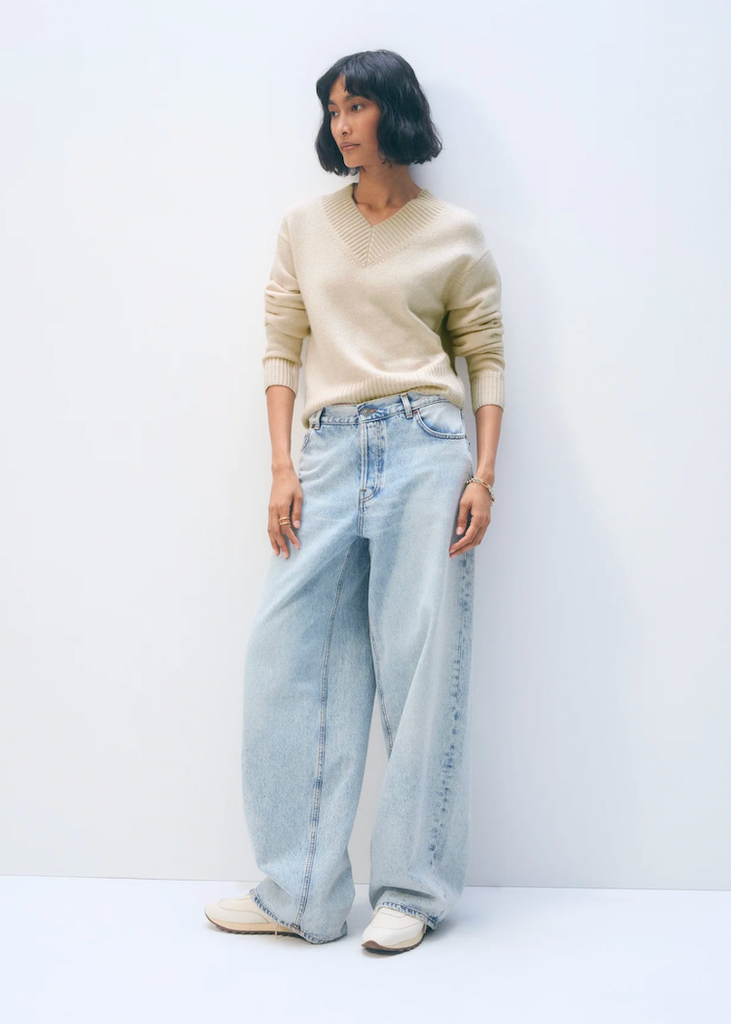 White + Warren | Cashmere Wide Rib Trim VNeck