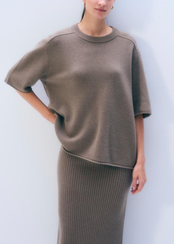 White + Warren | Cashmere Oversized Tee | Soft Shale