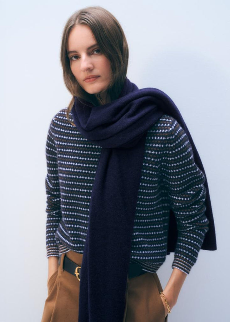 White + Warren | Cashmere Travel Wrap in Deep Navy