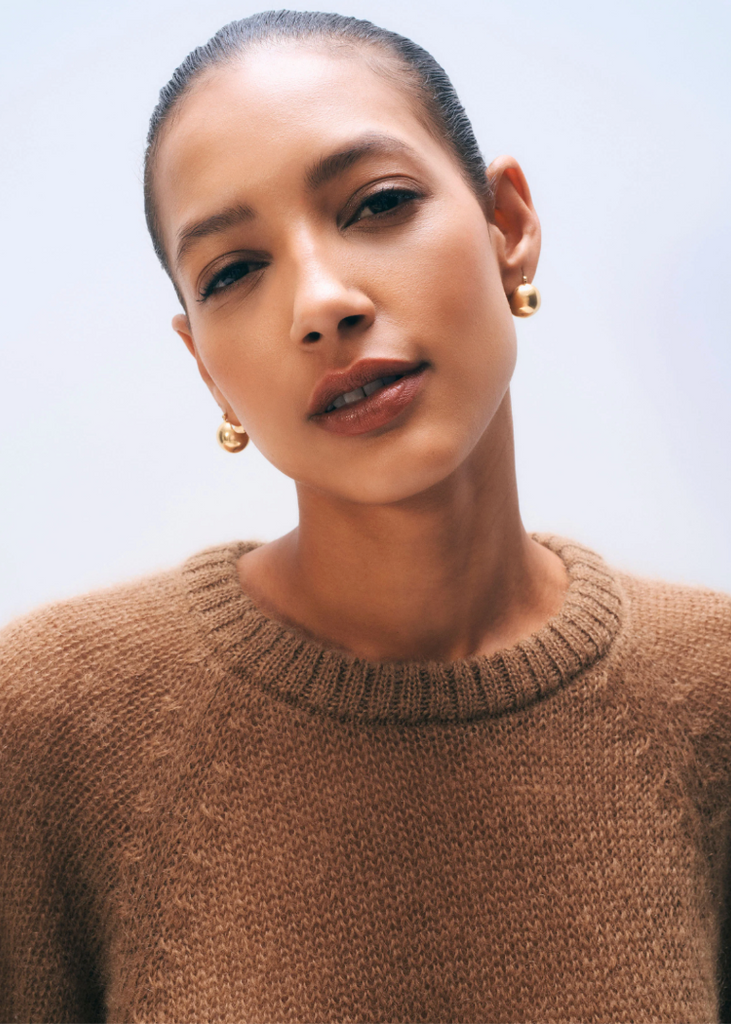 White + Warren | Mohair Blend Tee | Camel Brown