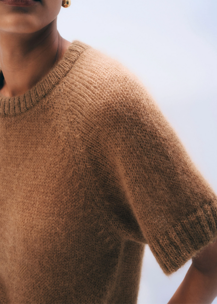 White + Warren | Mohair Blend Tee | Camel Brown