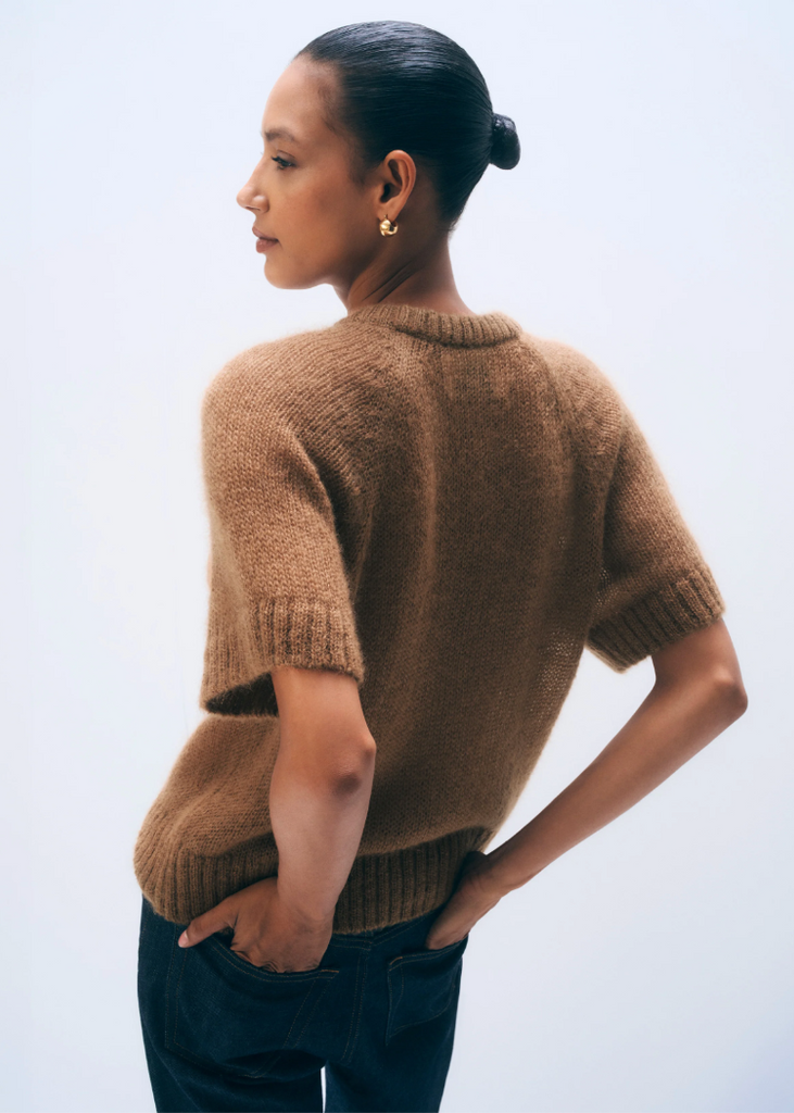 White + Warren | Mohair Blend Tee | Camel Brown