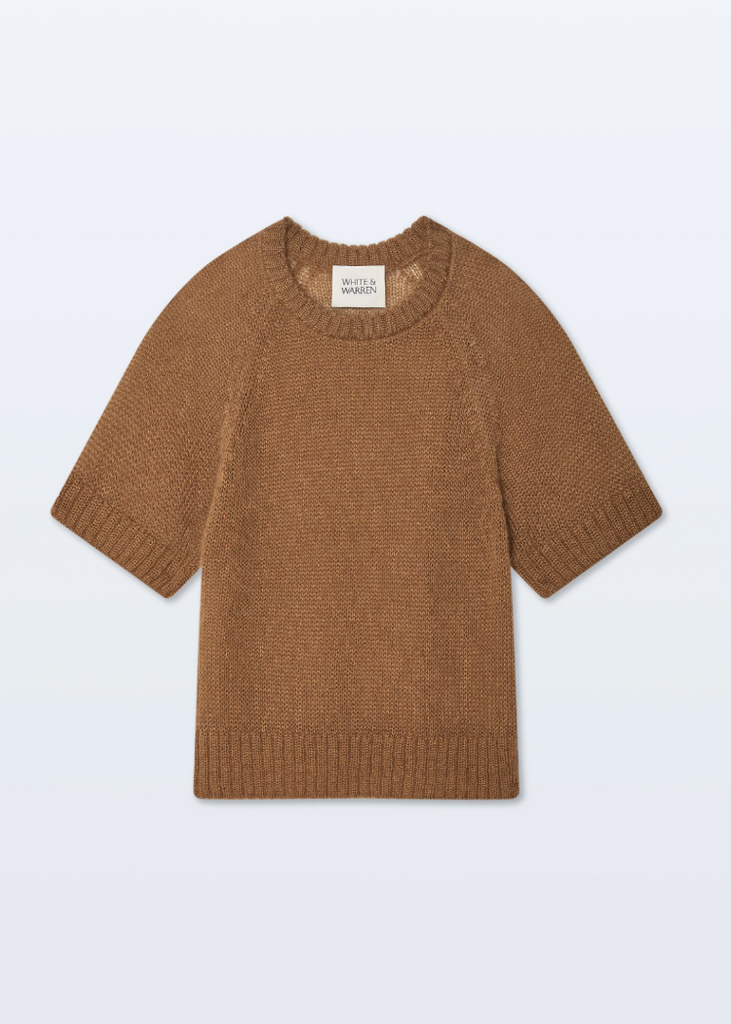 White + Warren | Mohair Blend Tee | Camel Brown