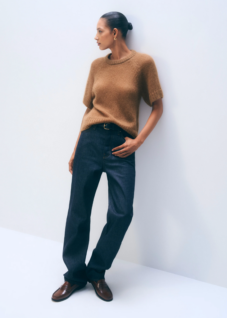 White + Warren | Mohair Blend Tee | Camel Brown