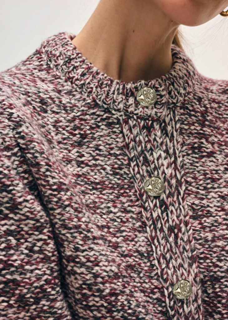 White + Warren | Recycled Marl Gold Button Cardigan