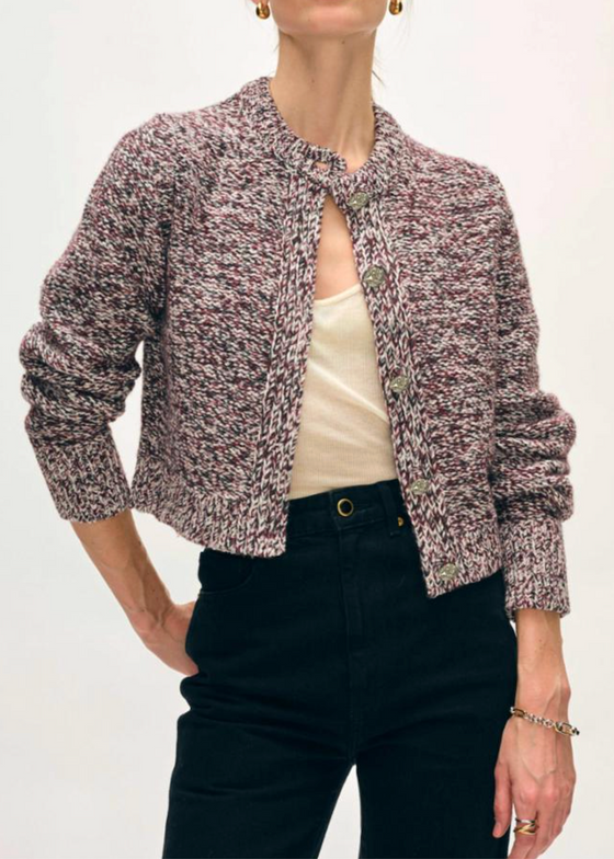 White + Warren | Recycled Marl Gold Button Cardigan