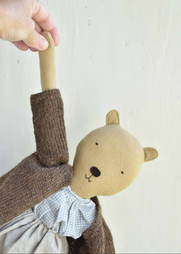 Woolgrass Farm | Agatha the Bear | Island Cardigan & Flax Linen Dress