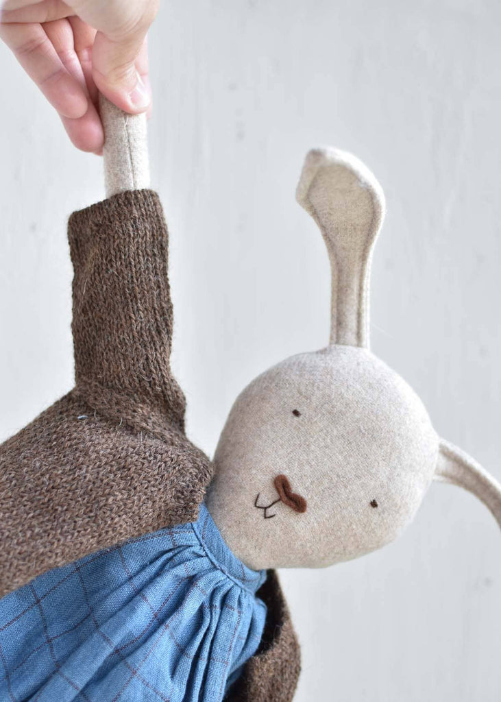 Woolgrass Farm | Ruthie the Rabbit | Island Cardigan & Plaid Gather Dress