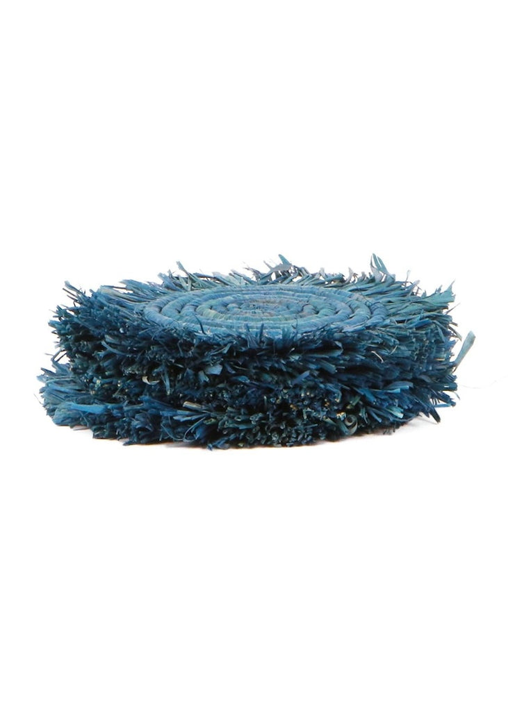 Woven Fringed Coasters | Indigo | Set of 4