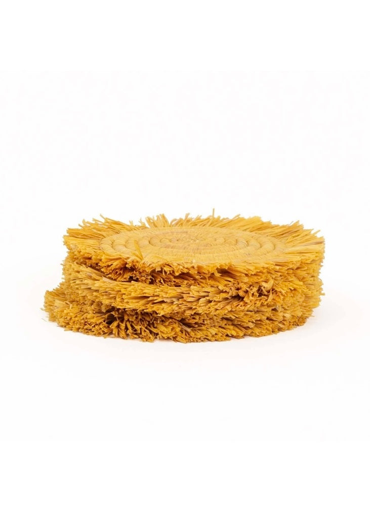 Woven Fringed Coasters | Mustard | Set of 4