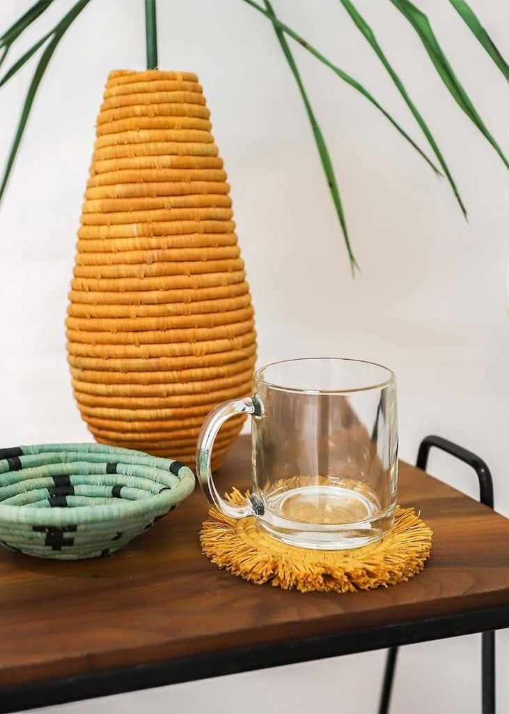 Woven Fringed Coasters | Mustard | Set of 4