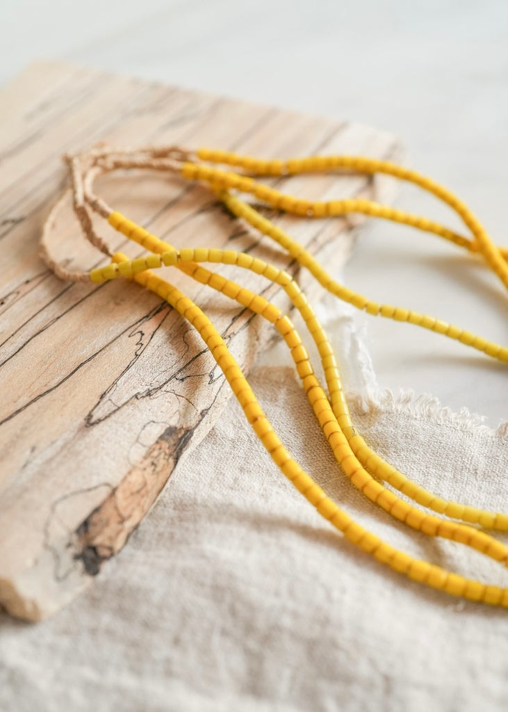 Yellow Flat Ended Trade Beads
