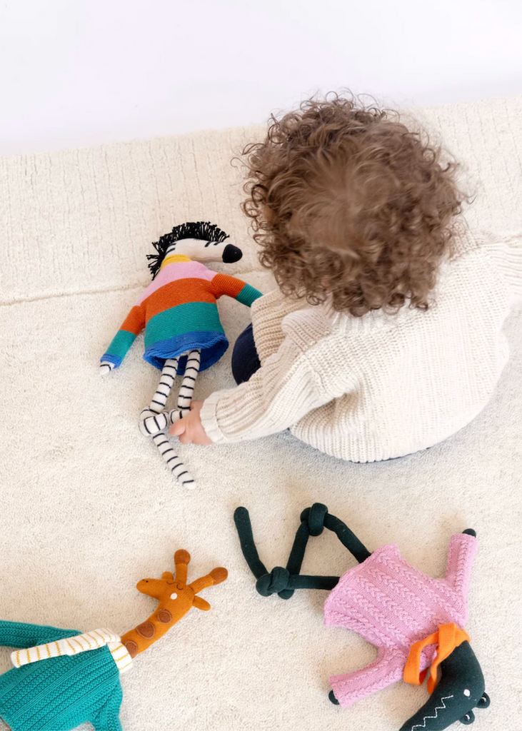Sophie Home | Cotton Knit Stuffed Animal Ragdoll | Rainbow Zebra