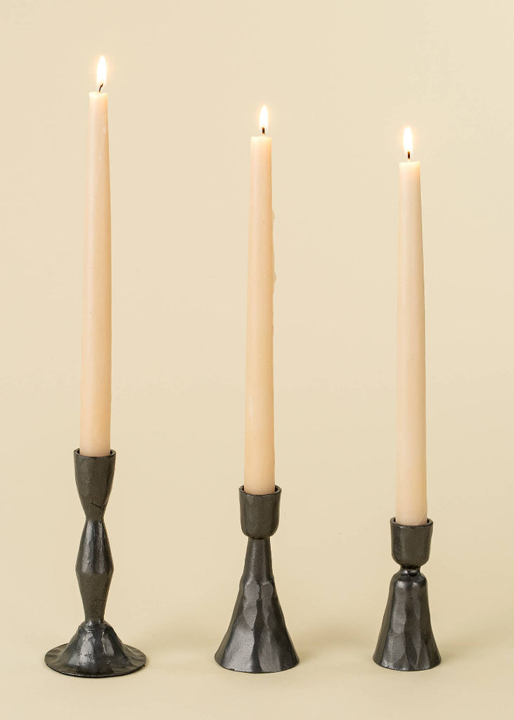 Zora Forged Candlestick Medium | Gunmetal
