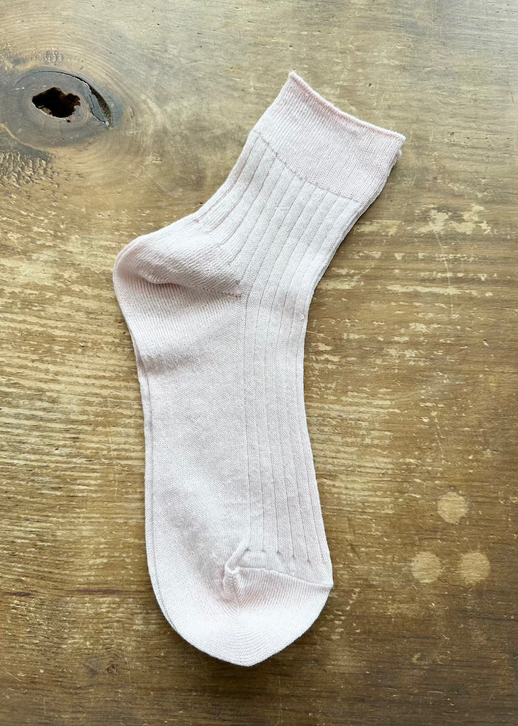 Linen Rib Socks Fine Knit Baby Pink