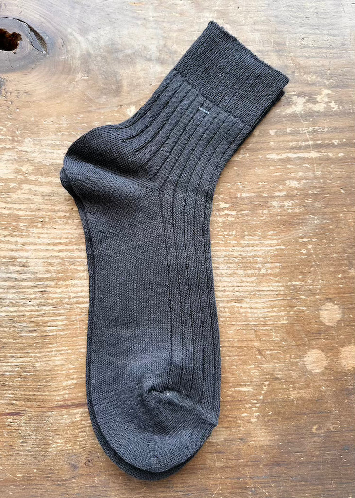 Linen Rib Socks Fine Knit Charcoal