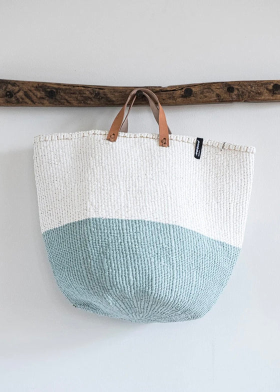Mifuko - Kiondo market basket | White and light blue duo L