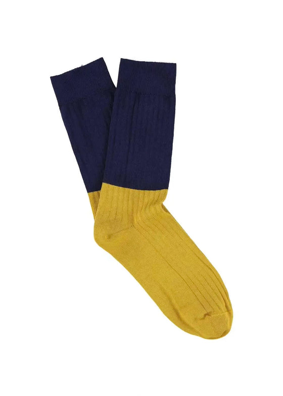 Escuyer | Women's Color Block Socks - Navy/Mustard
