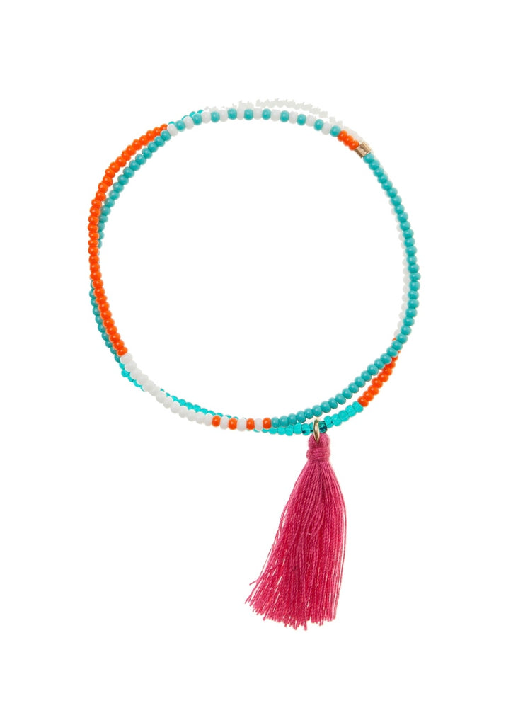Sidai Designs | Elastic Tassel Wrap Bracelet - Turquoise
