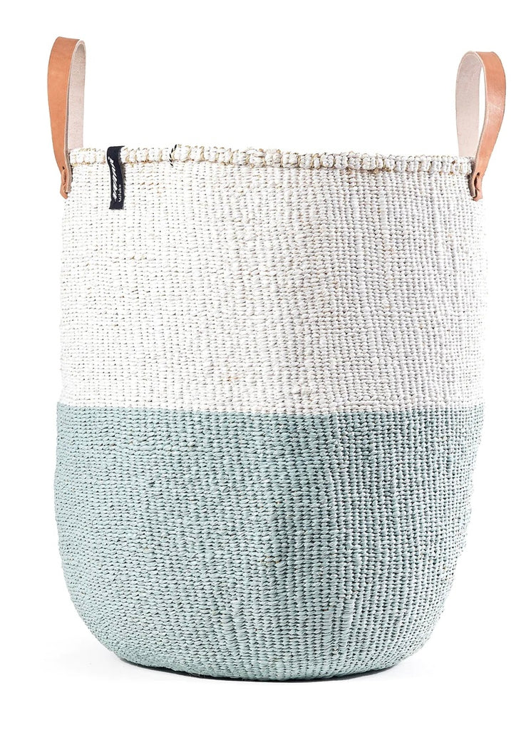Mifuko - Kiondo market basket | White and light blue duo L