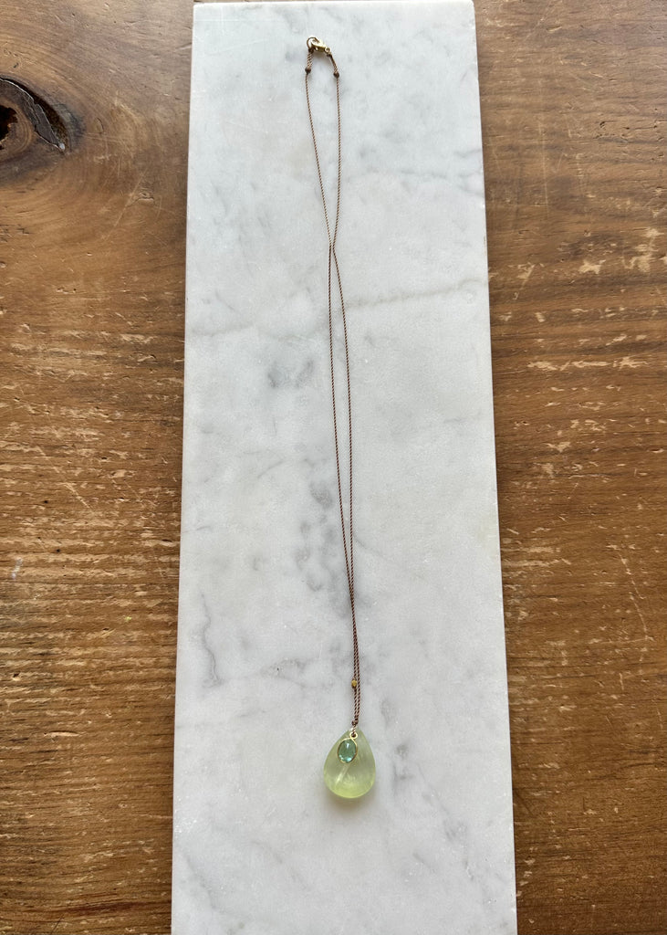 Margaret Solow | Prehnite + Emerald Necklace 18k
