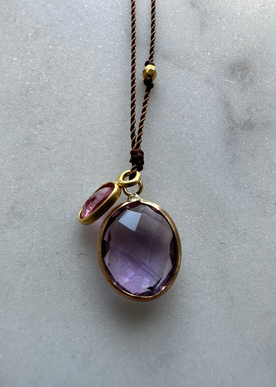 Margaret Solow | Amethyst + Diamond Tourmaline Necklace