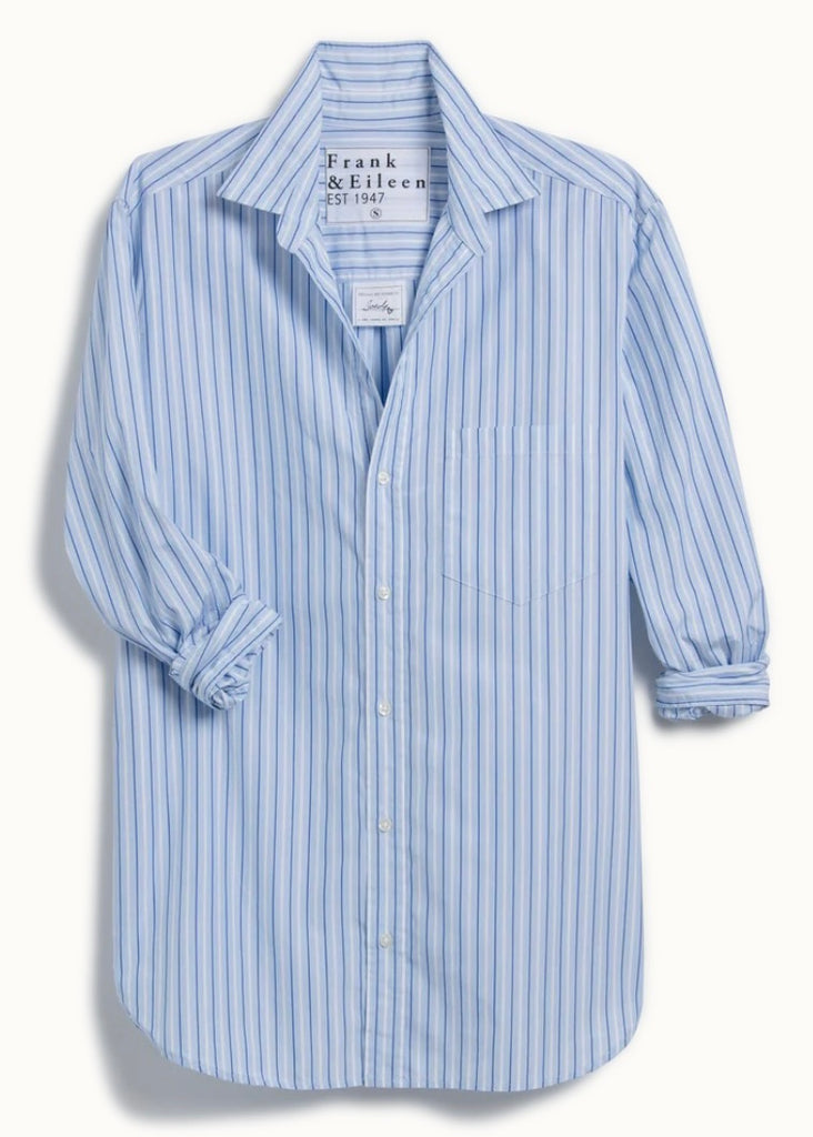 Frank & Eileen | Joedy Superluxe Button-Up Shirt - Multi Blue Stripes