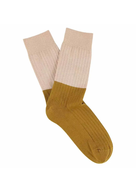 Escuyer | Women's Color Block Socks - Pink/Bronze