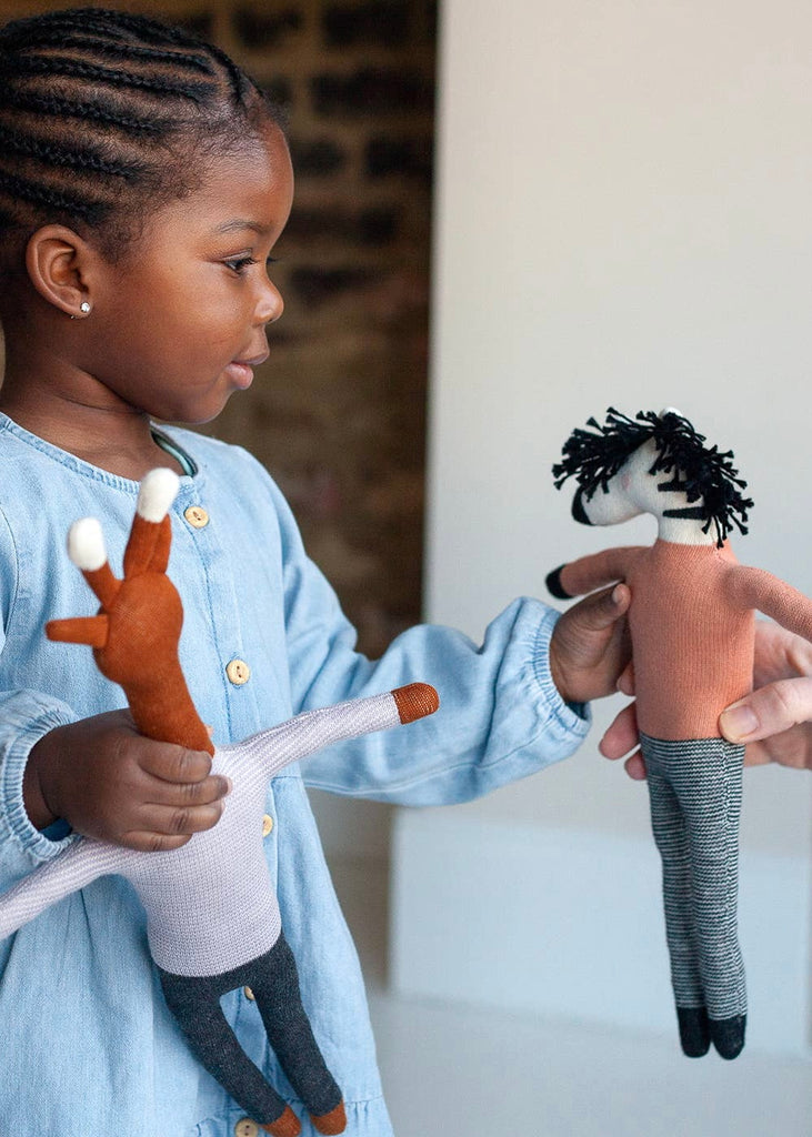 Sophie Home | Cotton Knit Soft Toy - Peach Zebra