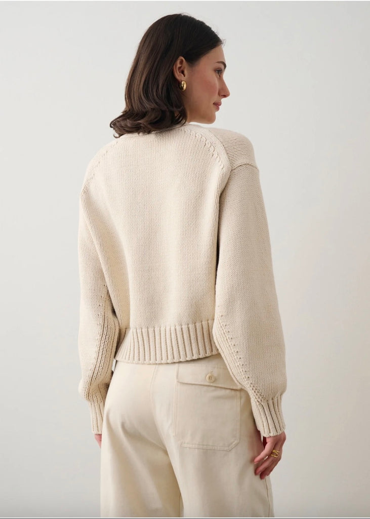 White + Warren | Core Spun Cotton Patch Pocket Cropped Cardigan