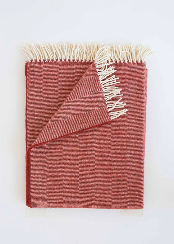 Evangeline Linens - Lightweight Herringbone Throw blanket - saffron red color
