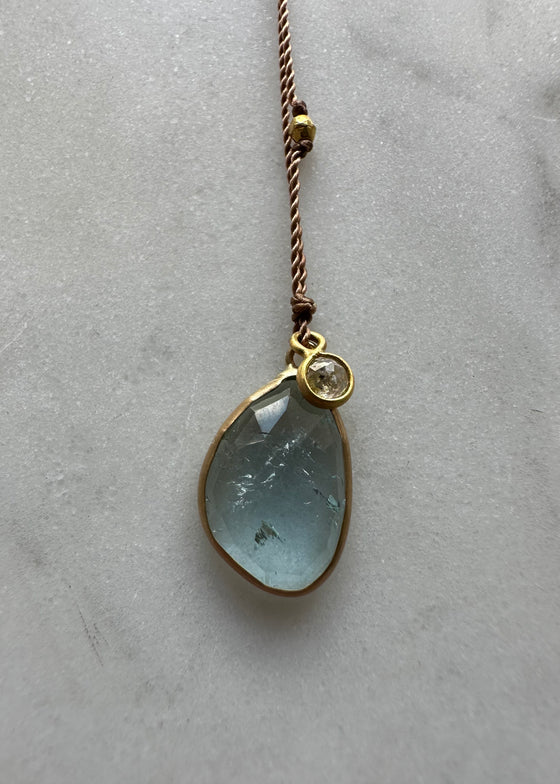 Margaret Solow | Aquamarine + Diamond Necklace