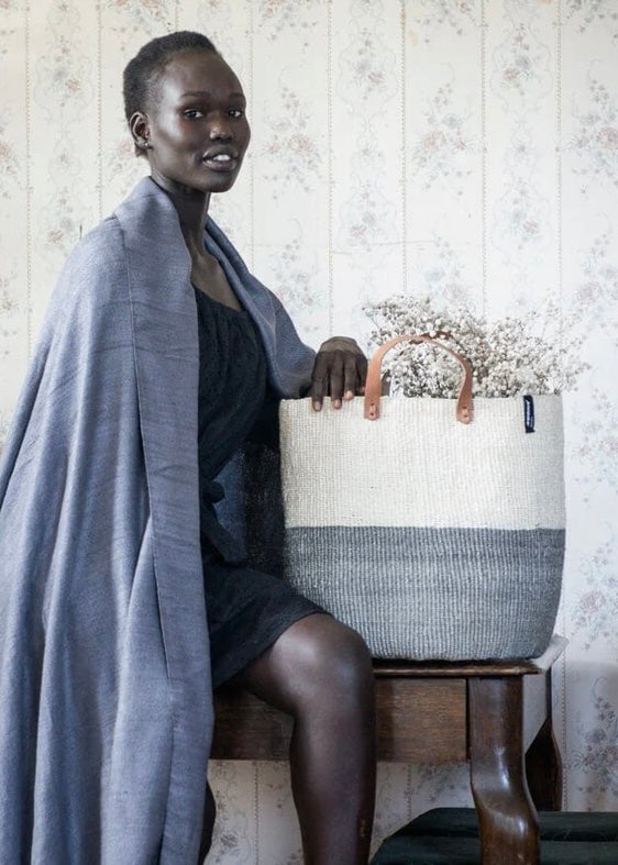 Mifuko - Kiondo market basket | Natural and light grey duo L